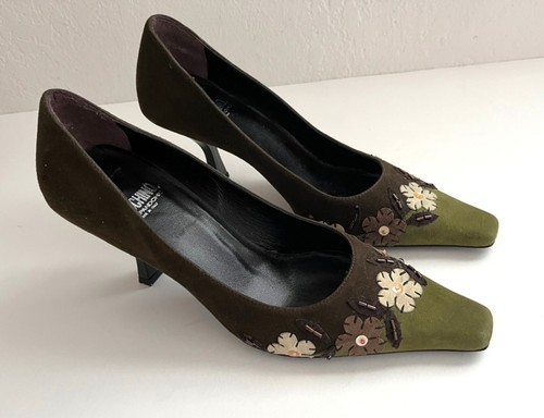 Moschino green brown suede - green,