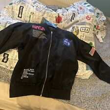Navy Blue bomber jacket NASA size medium fits small 