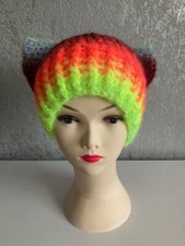 Beanie Hat Cat Ear Crochet Chunky Mohair