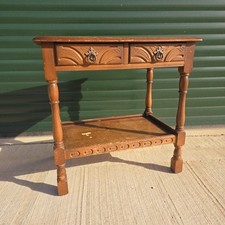 Priory Oak 2 Drawer Console Side Table in Need of Some TLC Old Charm Style