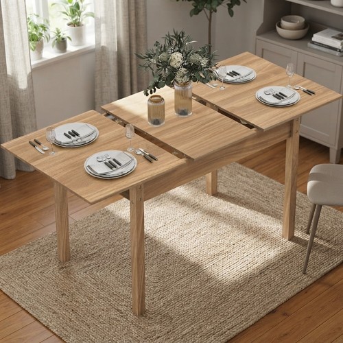 Wood extendable dining table - extendable,