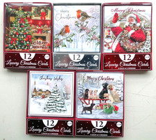 12 Pack of Luxury Christmas Cards - 6 each of 2 Designs per Pack
