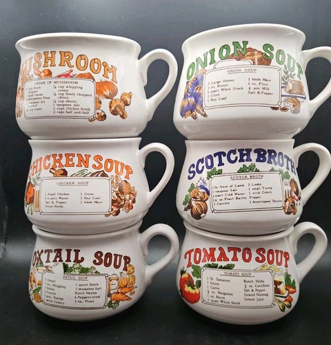 Vintage recipe soup bowls - x,