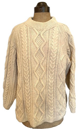 Hand knit aran - cream, wool