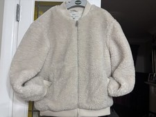 Marks And Spencer cream beige Faux Fur bomber Jacket Size 10