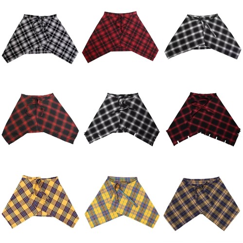 Checkered short wrap skirt - checkered, tie