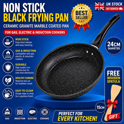 Non stick black frying - black,