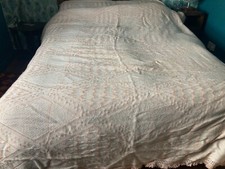 Vintage Light Pink Peach Colour Double Bedspread Thrown with Tassles