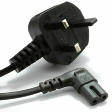 UK 3 Pin Plug to Right Angled Figure 8 (C7) Power Cable _ 1M, 2M, 5M