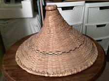 Vintage Asian Wicker Conical Coolie Bamboo Hat