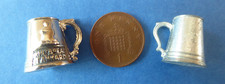 Vintage Whitbread pair of pewter tankards 1:12th for doll's house collector
