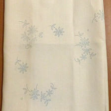 Small Tablecloth to Embroider Stamped Flowers Cottage core Farmhouse 34 x 34 in