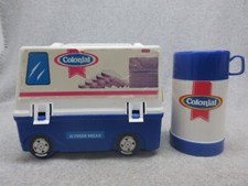 1984 COLONIAL BREAD VAN  Shape Plastic LUNCHBOX  Condition#8  and MINT THERMOS