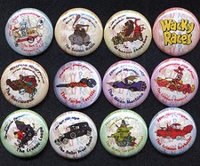 WACKY RACES TWELVE Badges Buttons Pins set  - SO COOL !
