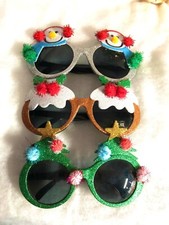 Christmas novelty sun glasses christmas pudding style Snowman Christmas Tree pom