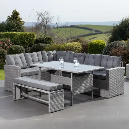 Grey rattan corner sofa set - corner,