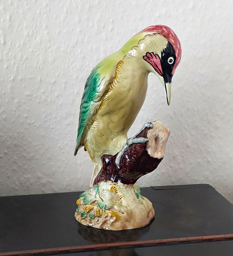 Glazed ceramic woodpecker - glazed, bird