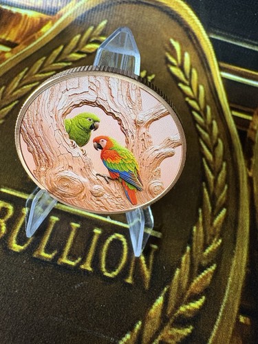 1oz colourful parrots - colourful, copper