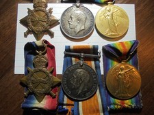 WW1 1915 Star trio x 2 - Pte/Sgt (Bros) - Norfolk Regiment. One DOW    (MAD/47)