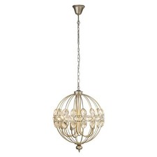 6 Lights Champagne Gold Finish Ceiling Fitting Pendant Light With Crystal Detail