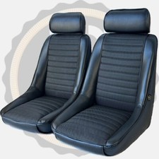Pair BB1 Clubsport Classic Car Bucket Seats Black With Headrests + Runners