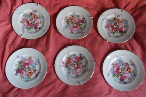 Crown china six small - , flowers
