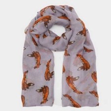Fable England Fox Print Scarf - Lilac