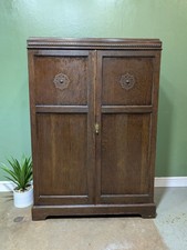 Art Deco Gentleman’s Wardrobe Oak Veneer Cupboard Vintage Antique Bedroom