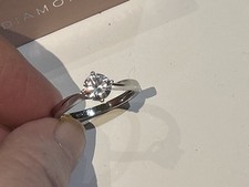 QVC Rhodium Plated 925 Sterling Silver Lovely Solitaire Ring UK Q