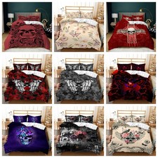 Red Gothic Skull Bird Floral