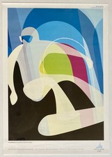 Original vintage winter Olympic Turin snowboarding ski skiing sport art poster