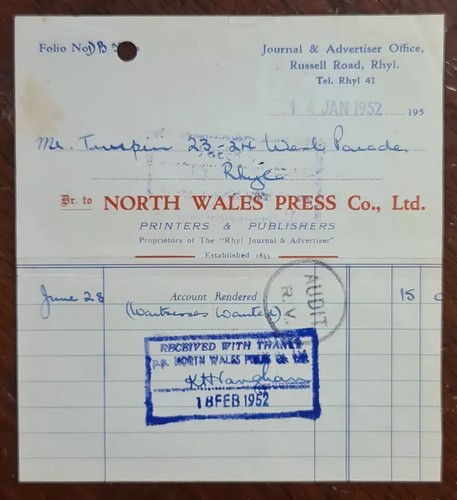 1952 north wales - north, co