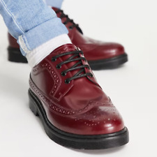 BEN SHERMAN : LEATHER CHUNKY LACE UP BROGUES BURGUNDY : UK 11