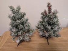 Vintage Plastic 12" Frosted Christmas Trees X 2