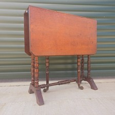 Antique Sutherland Drop Leaf Occasional Side Table Gate Leg on Castors