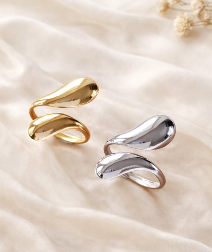 Twist open ring - gold, silver