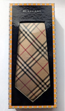 Vintage Burberry Mens Classic Check Silk Tie in Original Box RRP £150