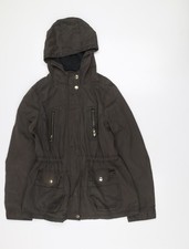 New Look Women's Brown Hooded Parka Jacket Size 10 Cotton Blend