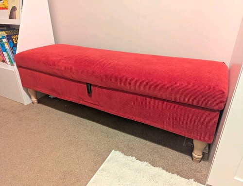 Red fabric rectangular storage - fabric,