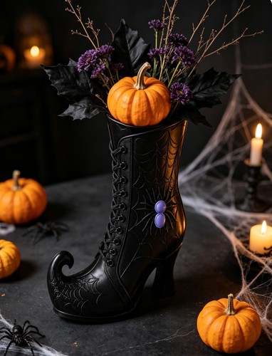 Halloween witch boot - boot, vase