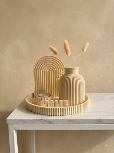 Ribbed set bottle vase with - ribbed,