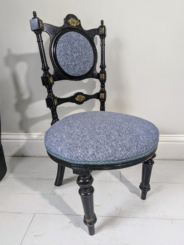 Antique ebonised chair carved - antique,
