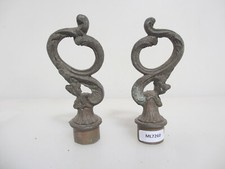 Vintage Metal Furniture Finials Ends Tops Old Rococo Leaf Finial 4"H