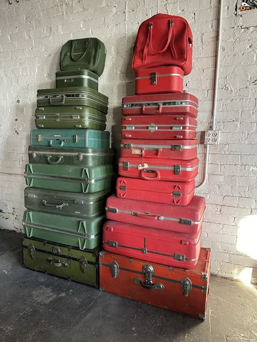 Vintage red suitcase lot - vintage,