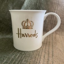 Harrods CROWN Cup Mug Bone China England White with Gold detail -  Tea / Coffee 