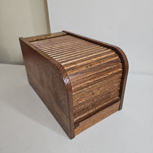 Vintage oak roll top mail - top,