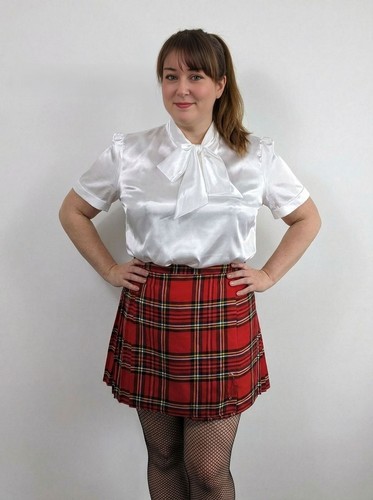 White glossy satin - , short