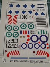 1:48 Scale Middle Eastern Spitfires Aircraft Plane decal  Waterslide