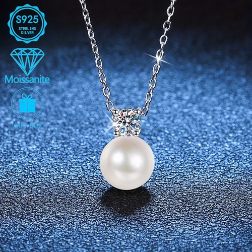 925 silver moissanite pearl - silver,