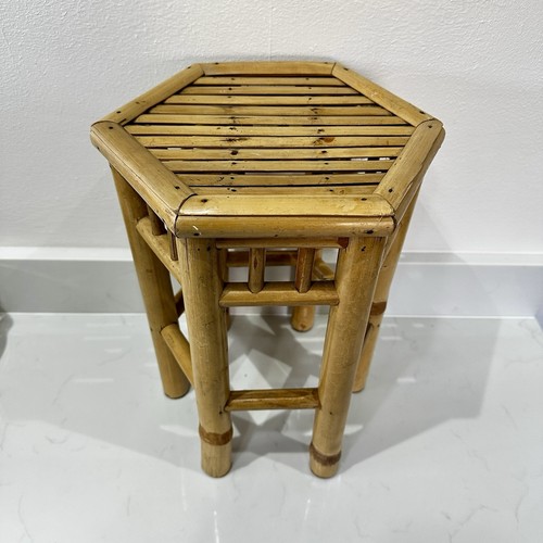 Vintage bamboo rattan side - rattan,